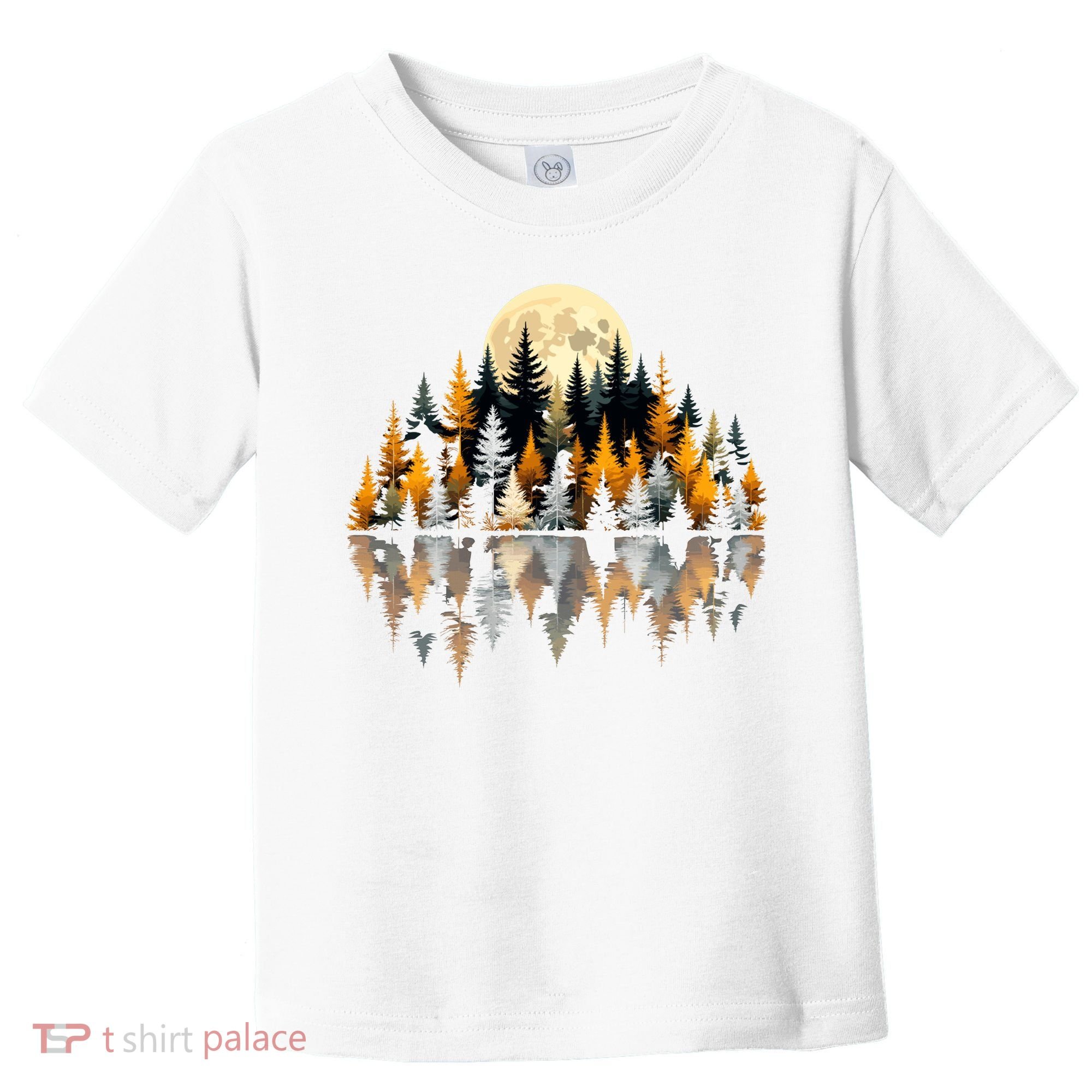 Autumn Forest Trees & Moon Reflection Outdoor Nature Lover Long Sleeve  Toddler T-Shirt