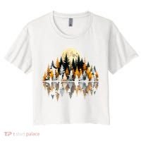 Autumn Forest Trees & Moon Reflection Outdoor Nature Lover Long Sleeve  Women's Crop Top Tee thumb 0