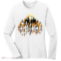 Autumn Forest Trees & Moon Reflection Outdoor Nature Lover Long Sleeve  Women's Long Sleeve Shirt thumb 0