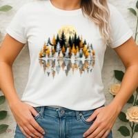 Autumn Forest Trees & Moon Reflection Outdoor Nature Lover Long Sleeve  Women's T-Shirt thumb 2