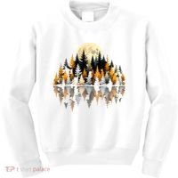 Autumn Forest Trees & Moon Reflection Outdoor Nature Lover Long Sleeve  Kids Sweatshirt thumb 0