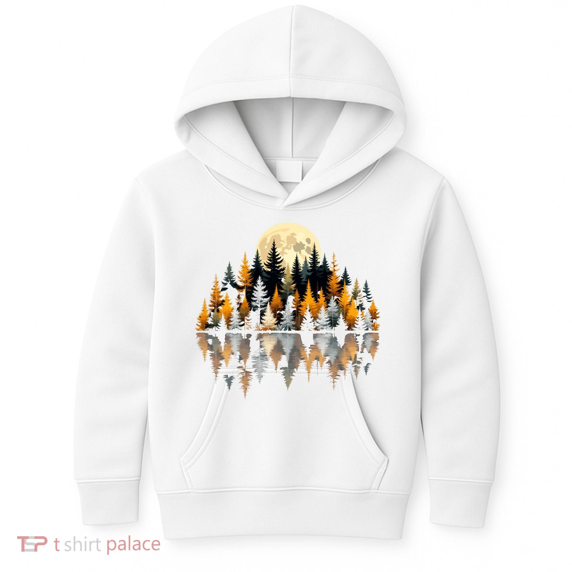 Autumn Forest Trees & Moon Reflection Outdoor Nature Lover Long Sleeve  Kids Hoodie