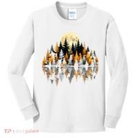 Autumn Forest Trees & Moon Reflection Outdoor Nature Lover Long Sleeve  Kids Long Sleeve Shirt thumb 0