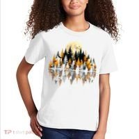 Autumn Forest Trees & Moon Reflection Outdoor Nature Lover Long Sleeve  Kids T-Shirt thumb 2