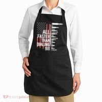 All Faster Than Dialing 911 American Flag Funny Gun Owner Apron thumb 2