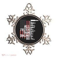 All Faster Than Dialing 911 American Flag Funny Gun Owner Ornament thumb 0