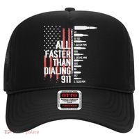All Faster Than Dialing 911 American Flag Funny Gun Owner Hat thumb 0