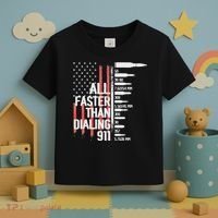 All Faster Than Dialing 911 American Flag Funny Gun Owner Toddler T-Shirt thumb 3
