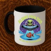 Aliens Fish Too We Just Use Tractor Beams Funny Fishing Coffee Mug thumb 2