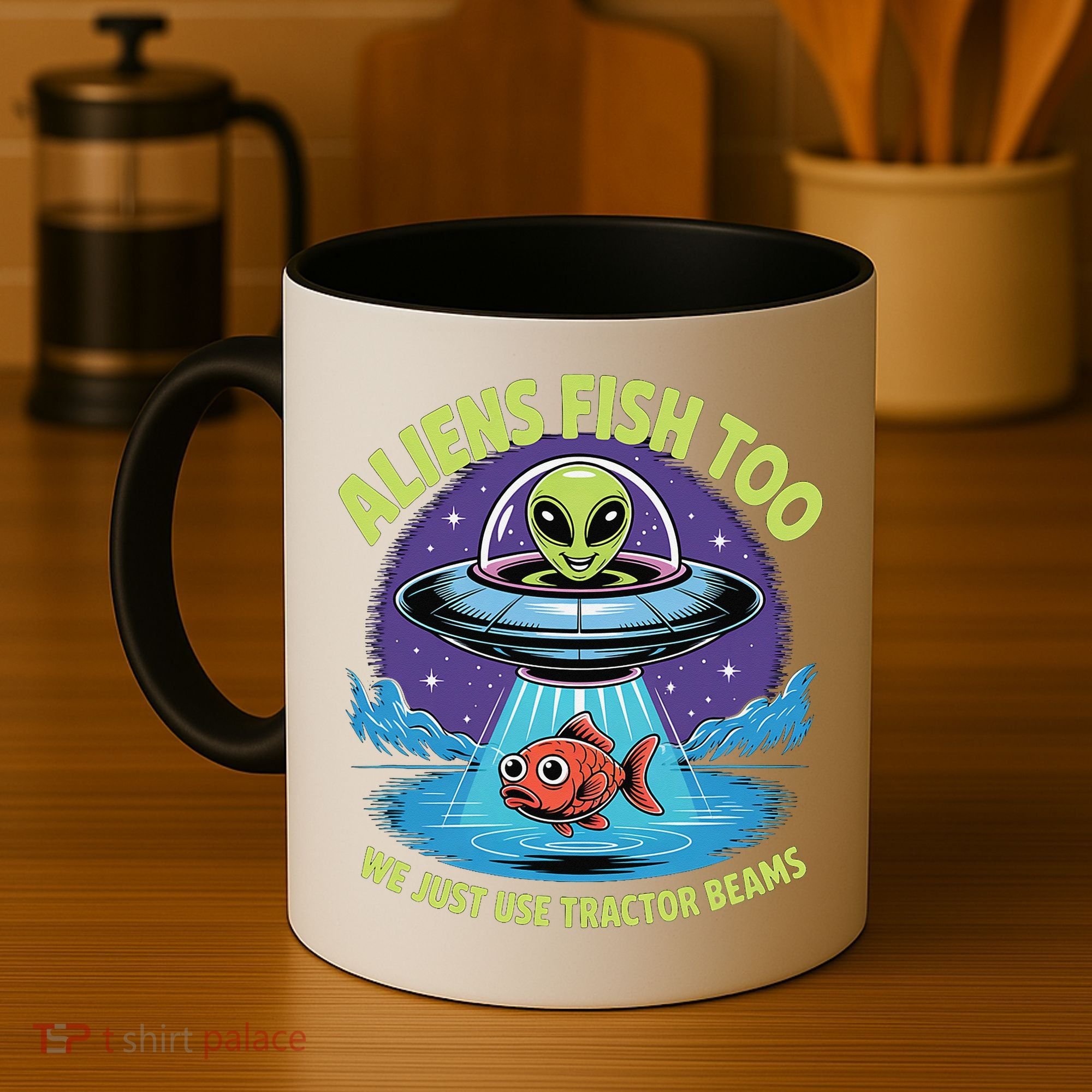 Aliens Fish Too We Just Use Tractor Beams Funny Fishing Coffee Mug
