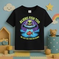Aliens Fish Too We Just Use Tractor Beams Funny Fishing Toddler T-Shirt thumb 3