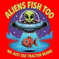 Aliens Fish Too We Just Use Tractor Beams Funny Fishing Santa Hat thumb 1