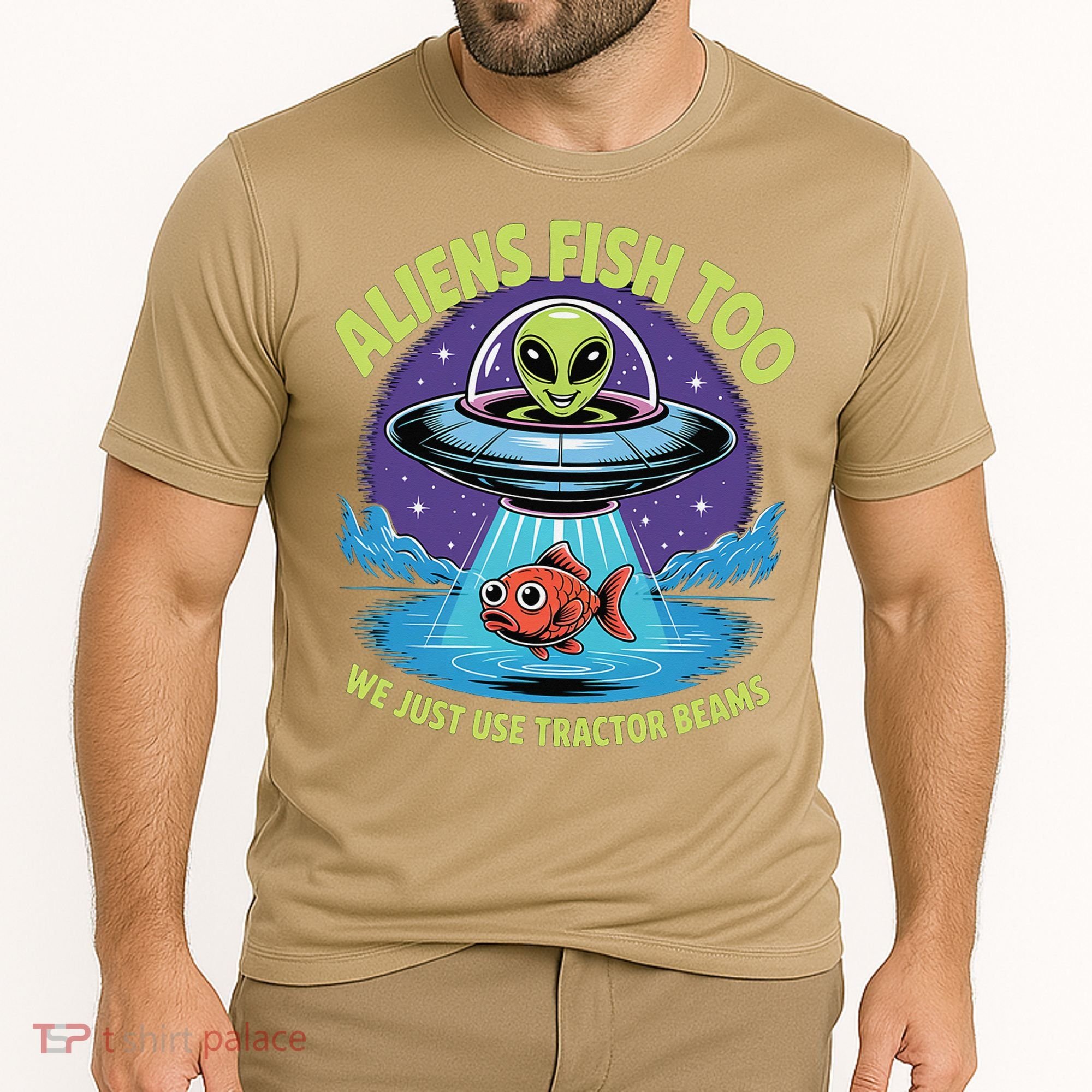 Aliens Fish Too We Just Use Tractor Beams Funny Fishing Cooling Performance Crew T-Shirt