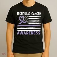 American Flag Testicular Cancer Awareness T-Shirt thumb 3
