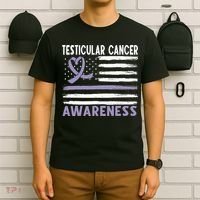American Flag Testicular Cancer Awareness T-Shirt thumb 6