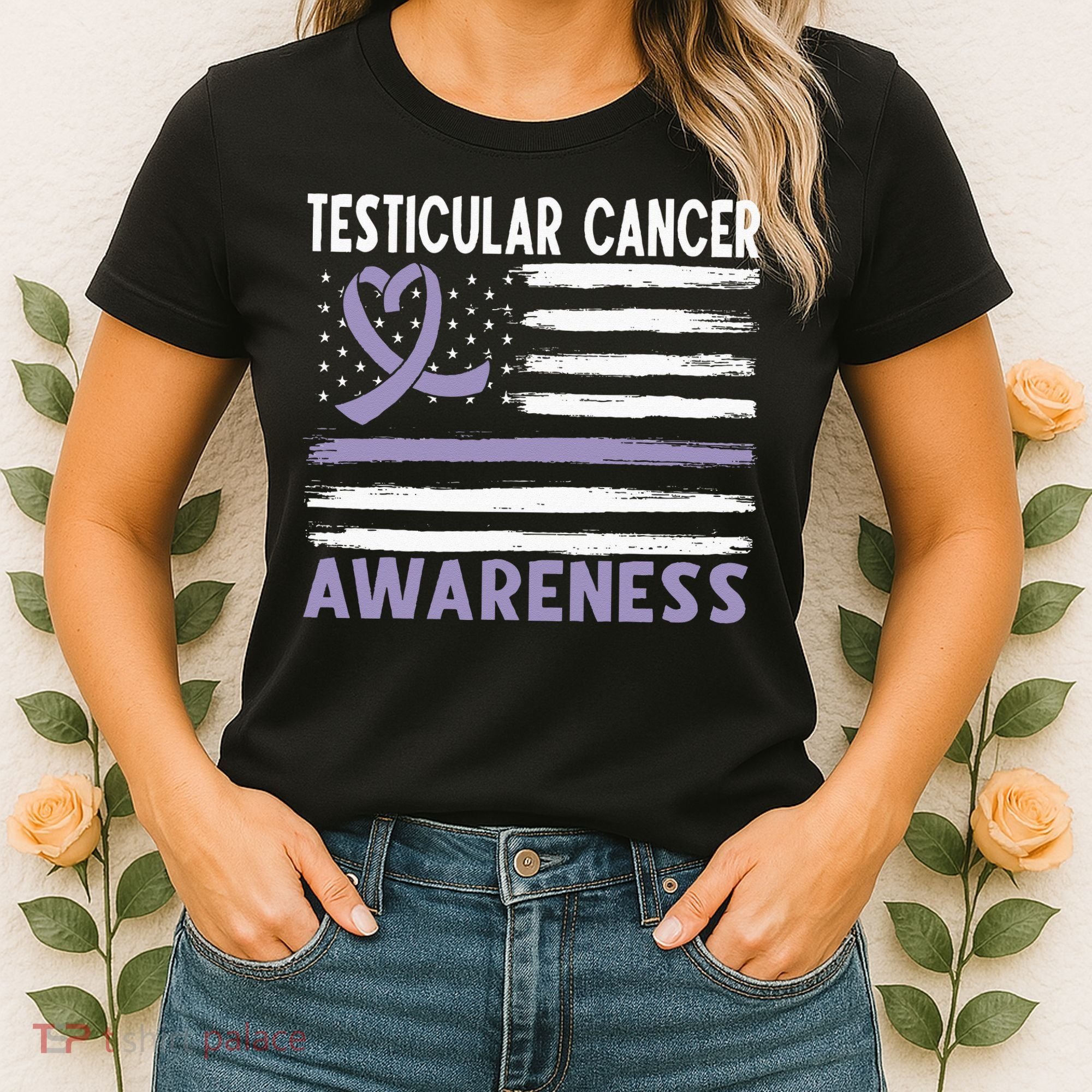 American Flag Testicular Cancer Awareness Women's T-Shirt