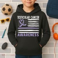 American Flag Testicular Cancer Awareness Kids Hoodie thumb 2