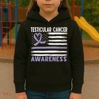 American Flag Testicular Cancer Awareness Kids Hoodie thumb 3