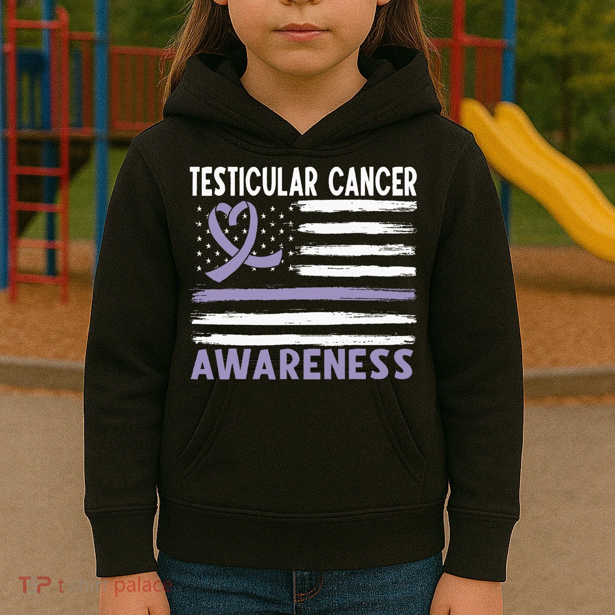 American Flag Testicular Cancer Awareness Kids Hoodie