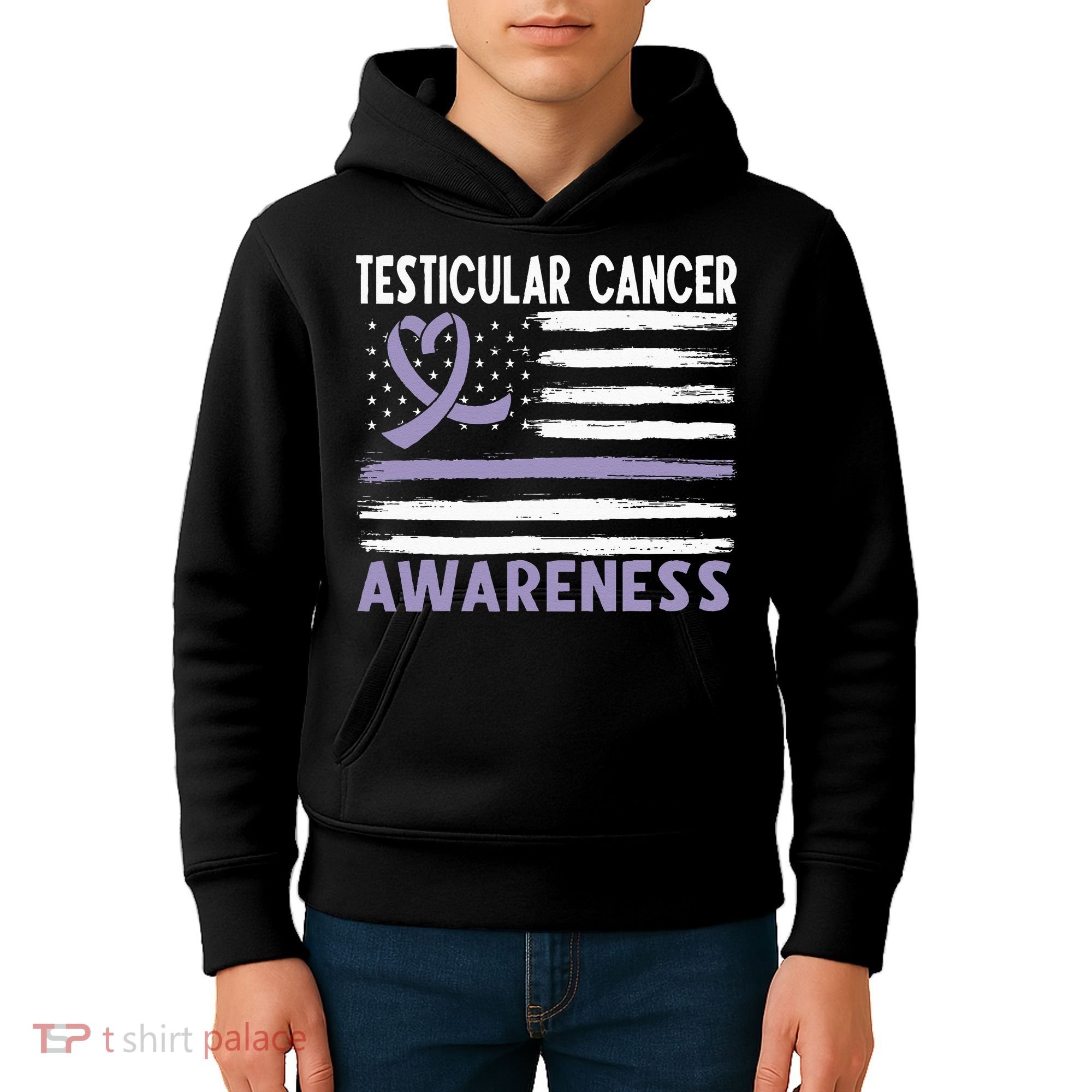 American Flag Testicular Cancer Awareness Kids Hoodie