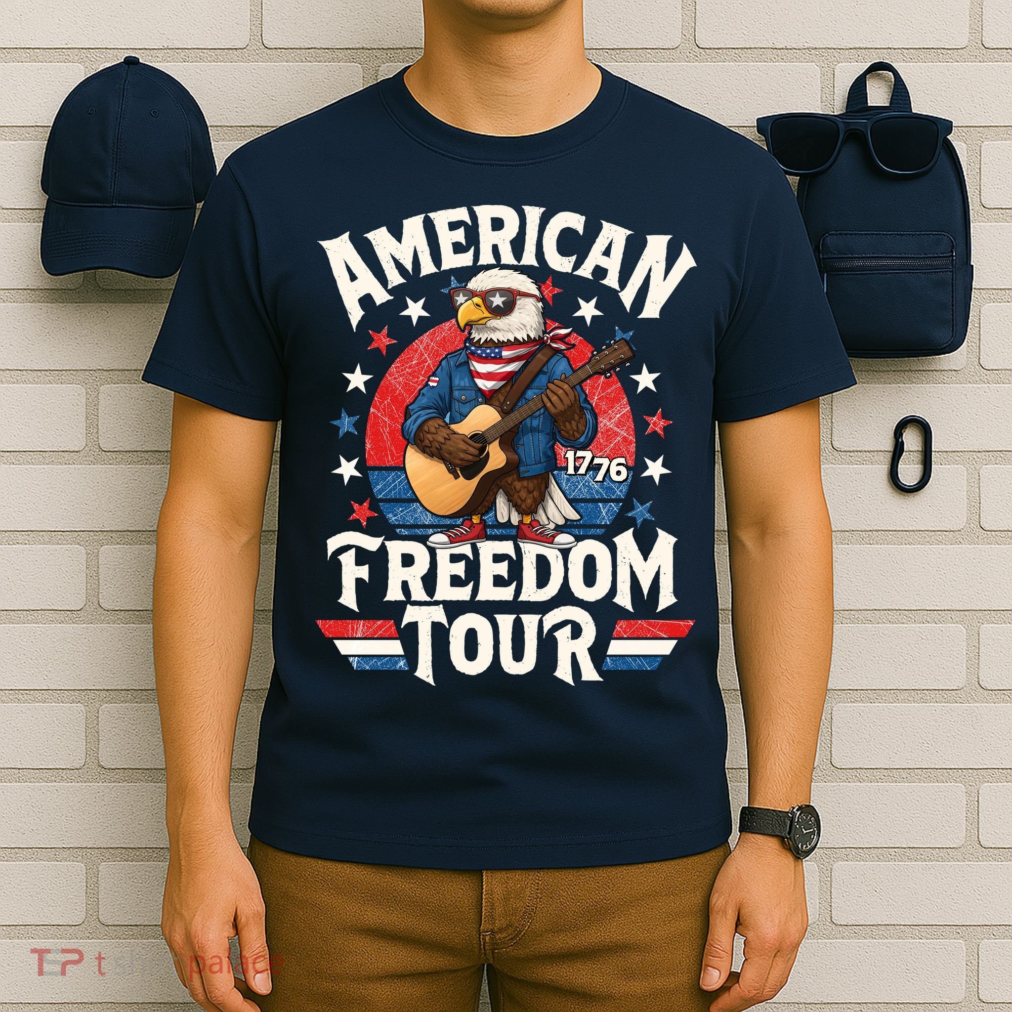 American Freedom Tour Eagle Celebrating America's 250th Birthday 1776 T-Shirt
