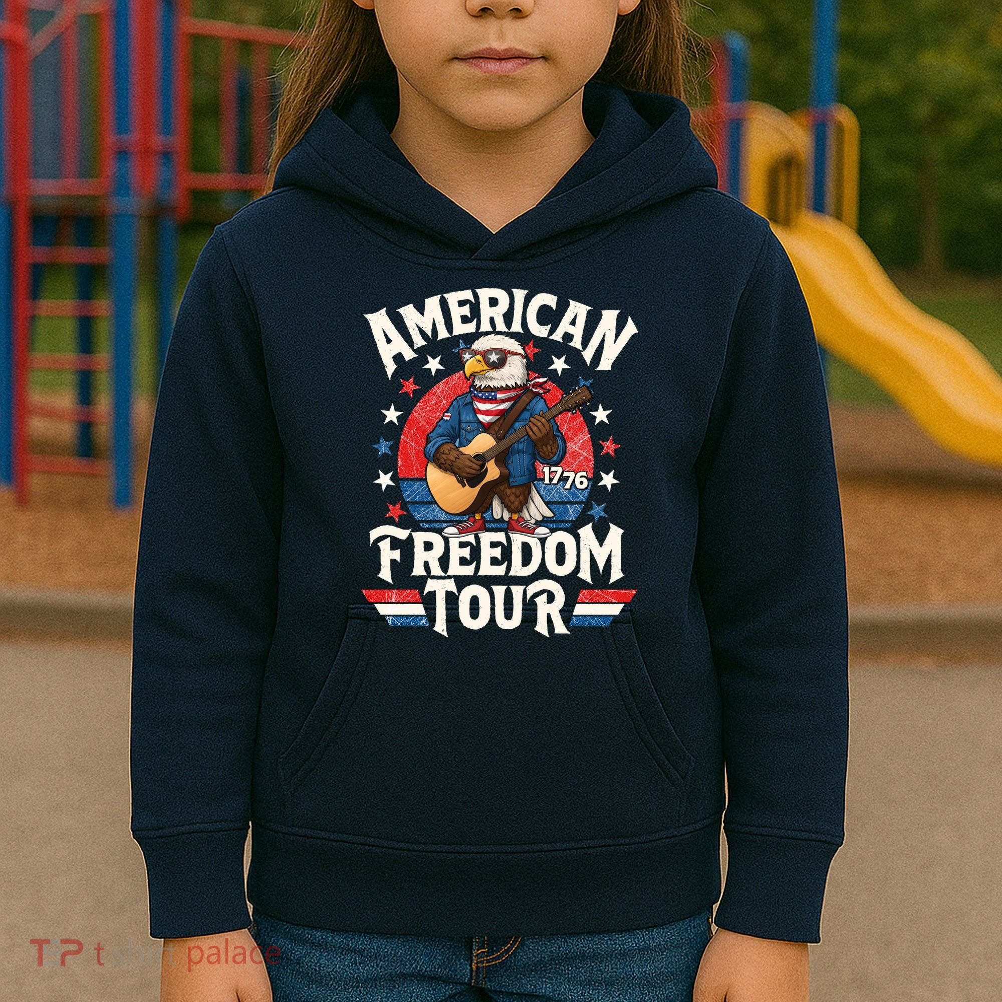 American Freedom Tour Eagle Celebrating America's 250th Birthday 1776 Kids Hoodie