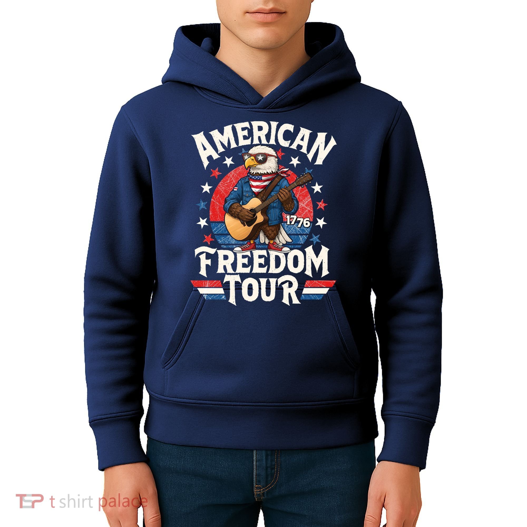 American Freedom Tour Eagle Celebrating America's 250th Birthday 1776 Kids Hoodie