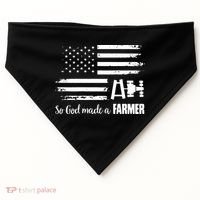 American Flag Tractor So God Made A Farmer T USA-Made Doggie Bandana thumb 0