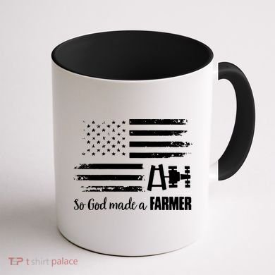 American Flag Tractor So God Made A Farmer T Coffee Mug back