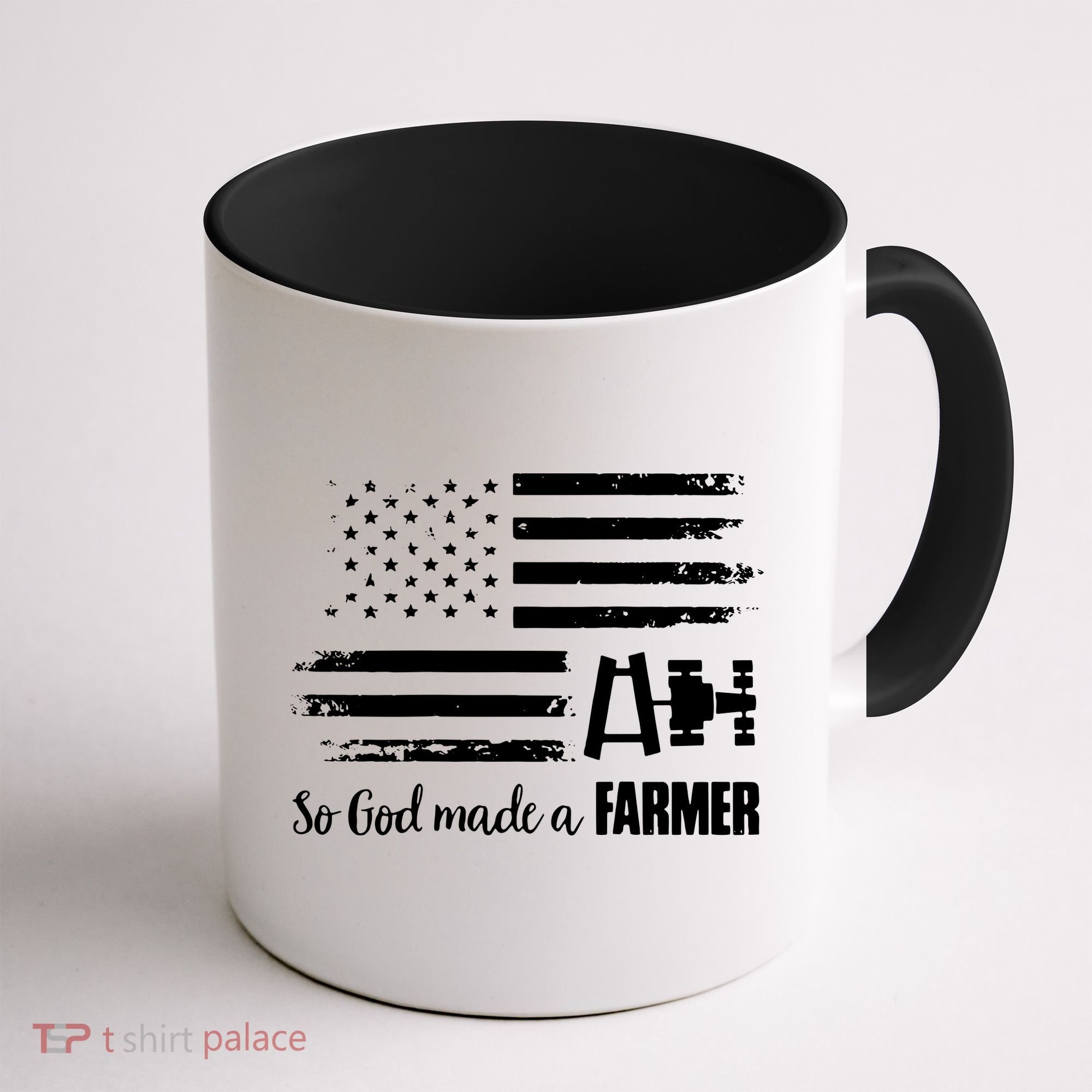 American Flag Tractor So God Made A Farmer T Coffee Mug
