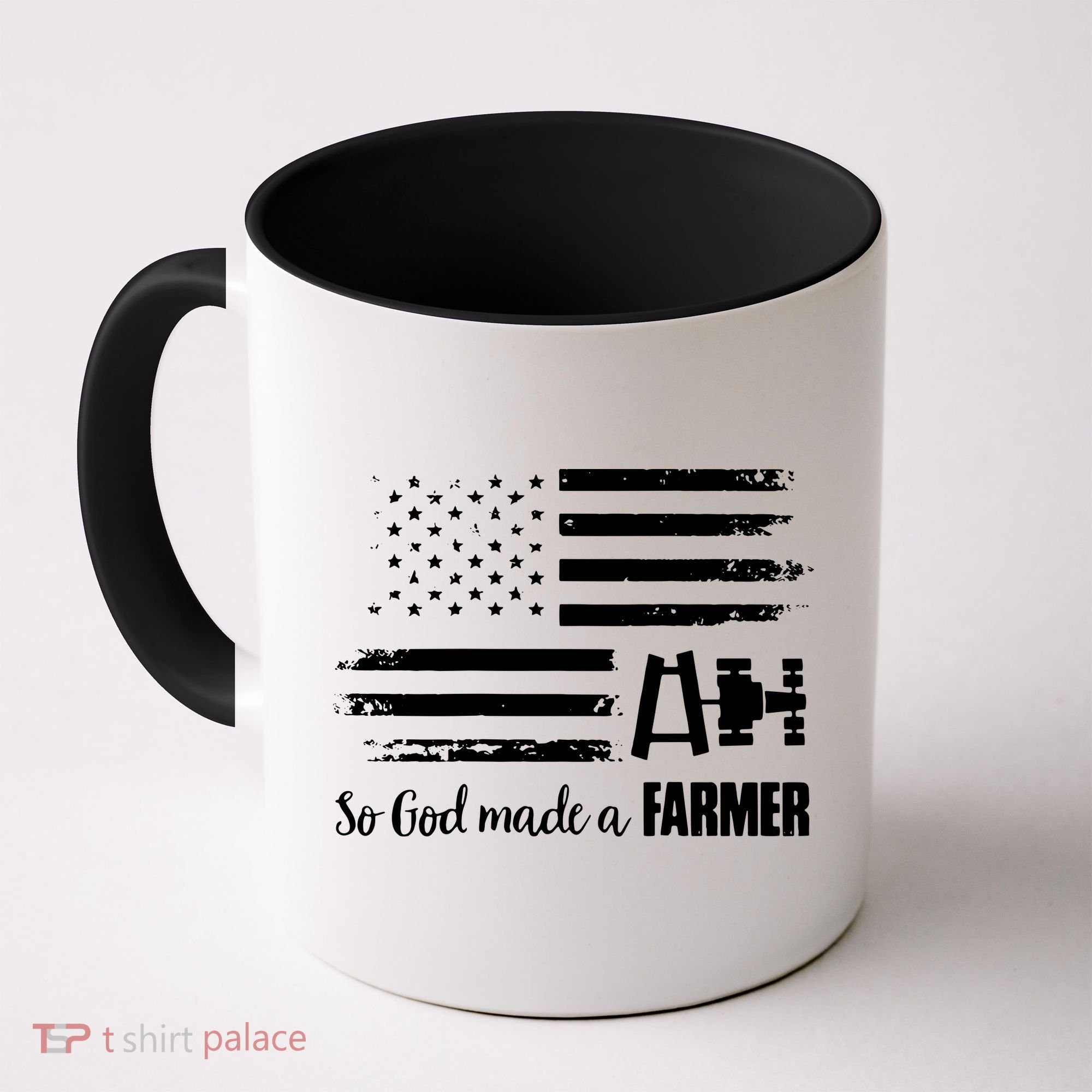 American Flag Tractor So God Made A Farmer T Coffee Mug
