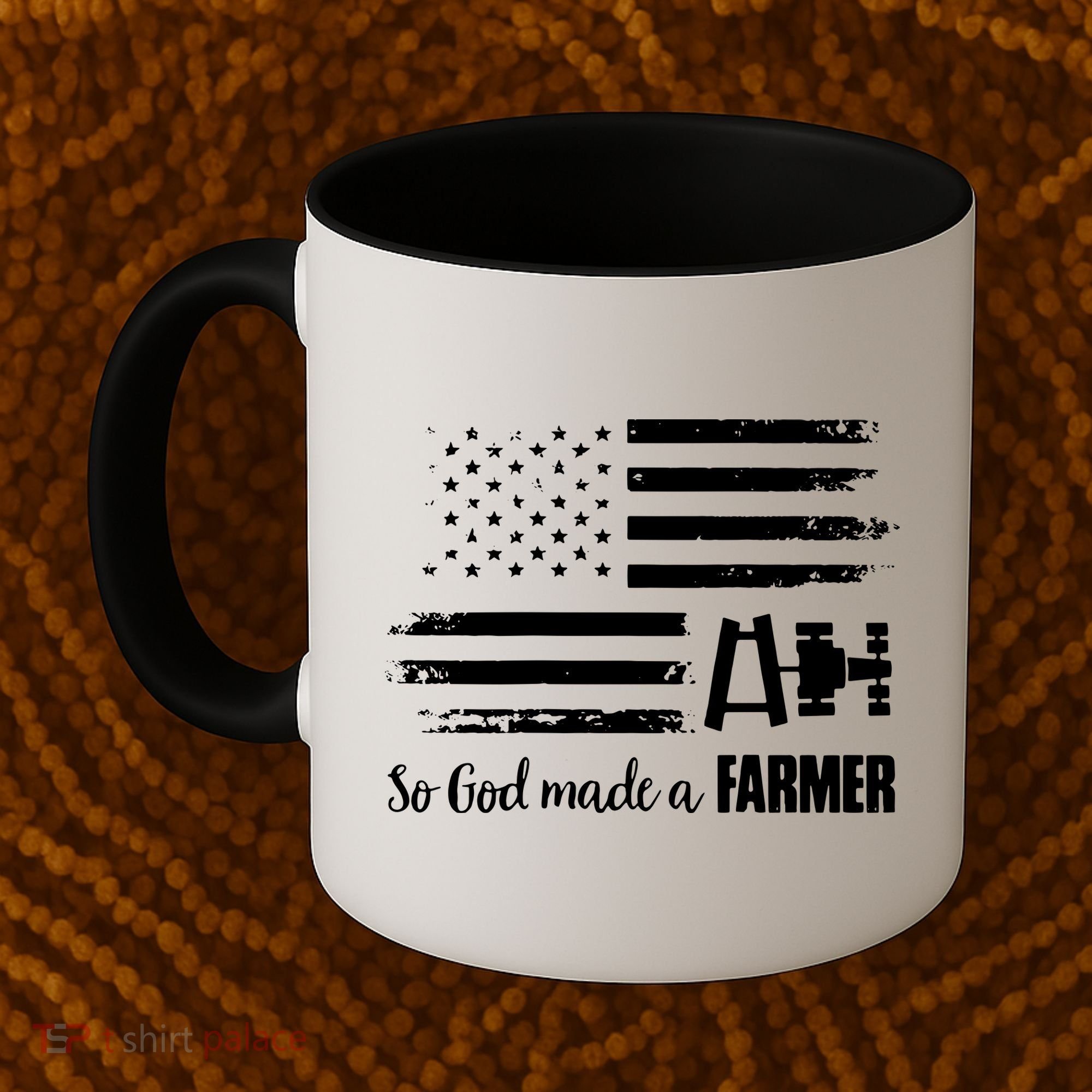 American Flag Tractor So God Made A Farmer T Coffee Mug