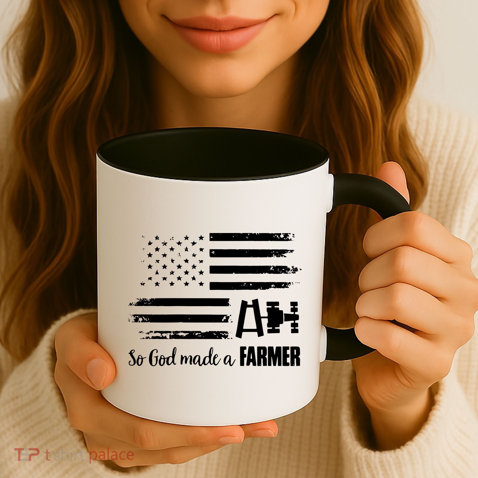 American Flag Tractor So God Made A Farmer T Coffee Mug