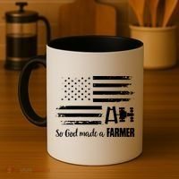 American Flag Tractor So God Made A Farmer T Coffee Mug thumb 4