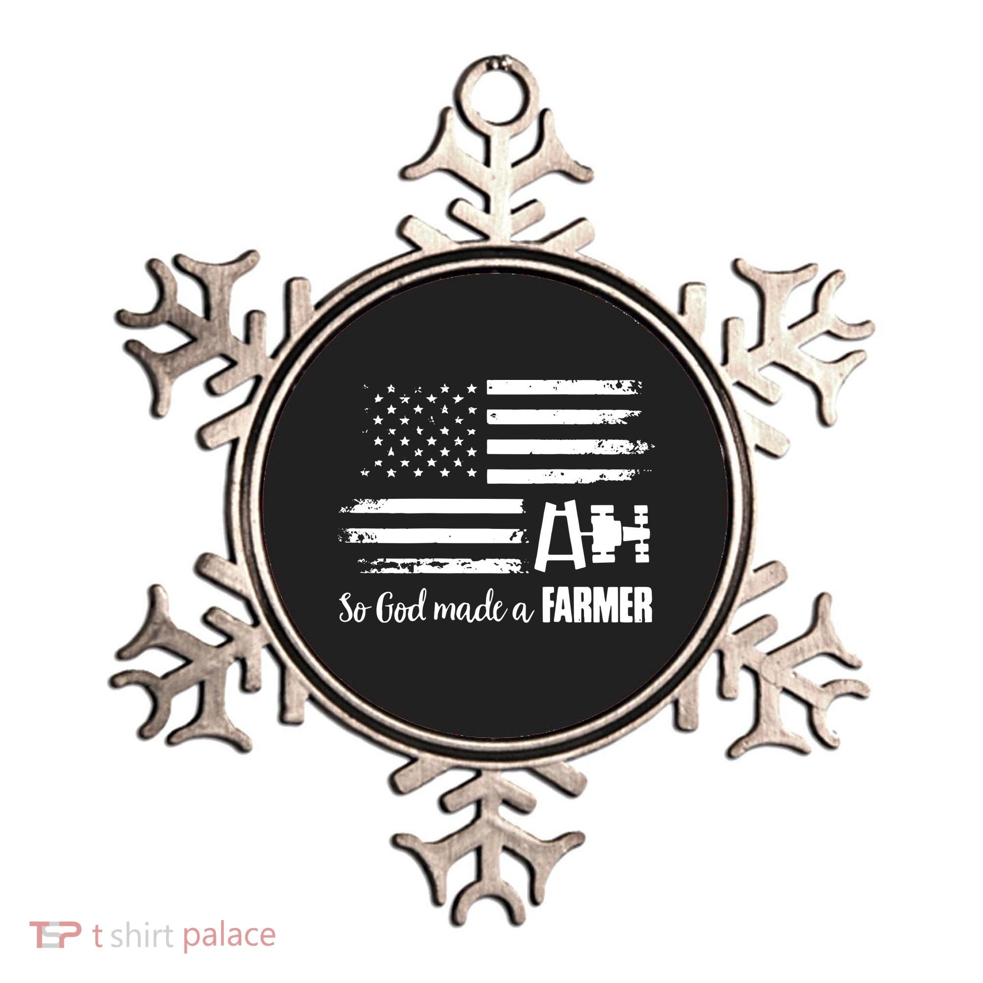 American Flag Tractor So God Made A Farmer T Ornament