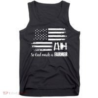 American Flag Tractor So God Made A Farmer T Tank Top thumb 0