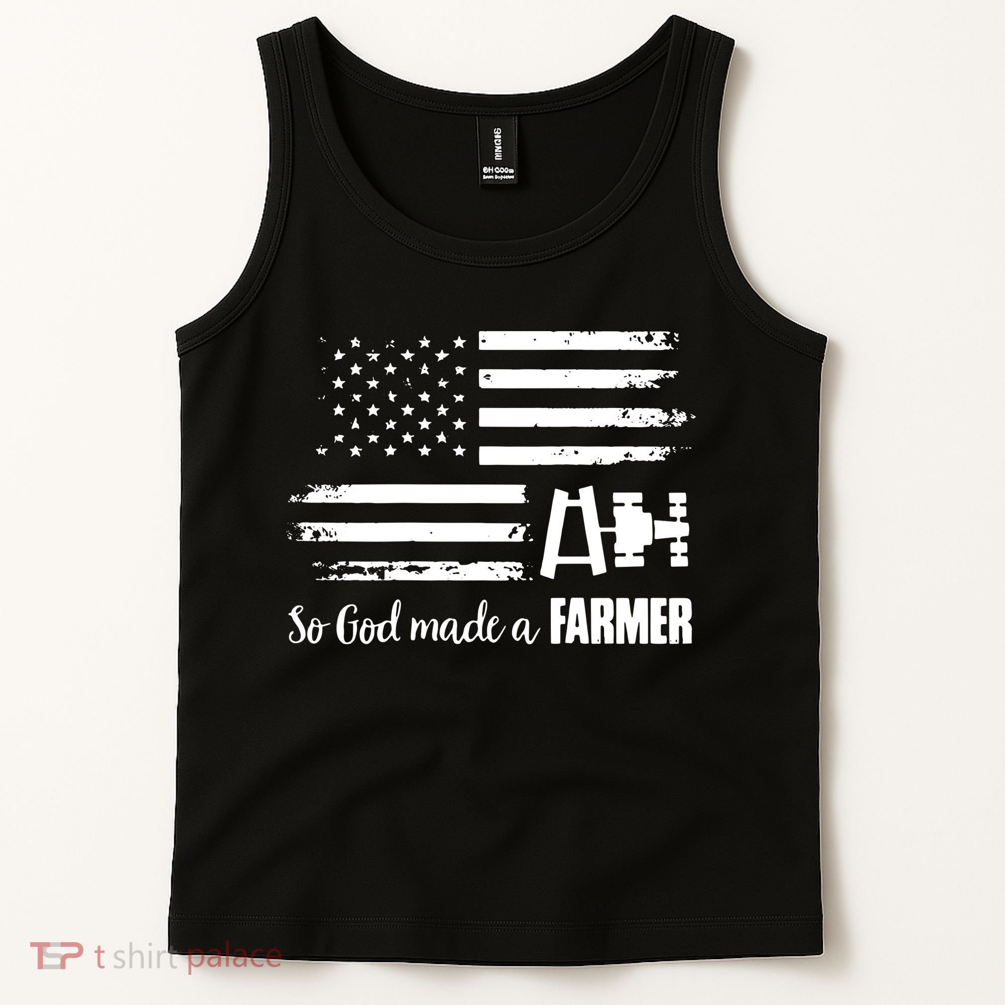 American Flag Tractor So God Made A Farmer T Tank Top