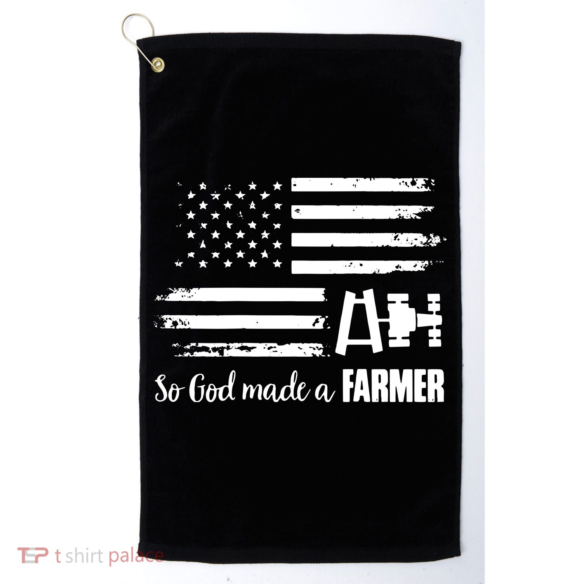 American Flag Tractor So God Made A Farmer T Golf Towel