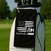 American Flag Tractor So God Made A Farmer T Golf Towel thumb 2