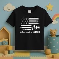 American Flag Tractor So God Made A Farmer T Toddler T-Shirt thumb 3