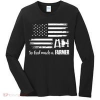 American Flag Tractor So God Made A Farmer T Women's Long Sleeve Shirt thumb 0