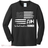 American Flag Tractor So God Made A Farmer T Kids Long Sleeve Shirt thumb 0