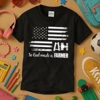 American Flag Tractor So God Made A Farmer T Kids T-Shirt thumb 3