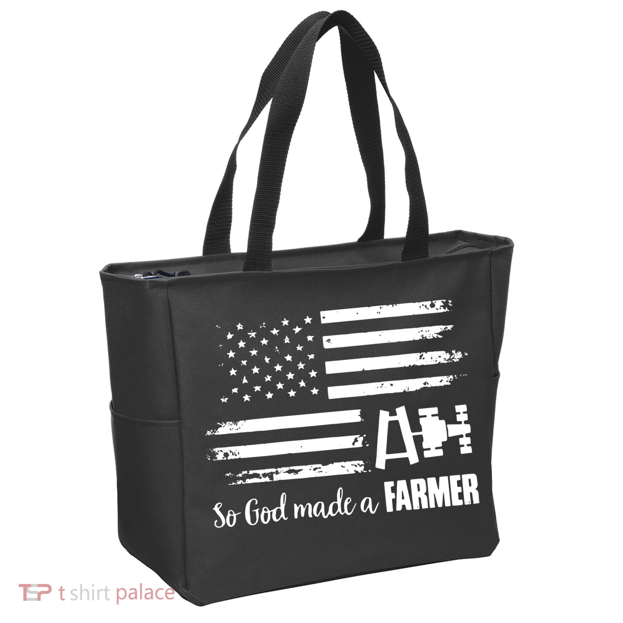 American Flag Tractor So God Made A Farmer T Tote Bag