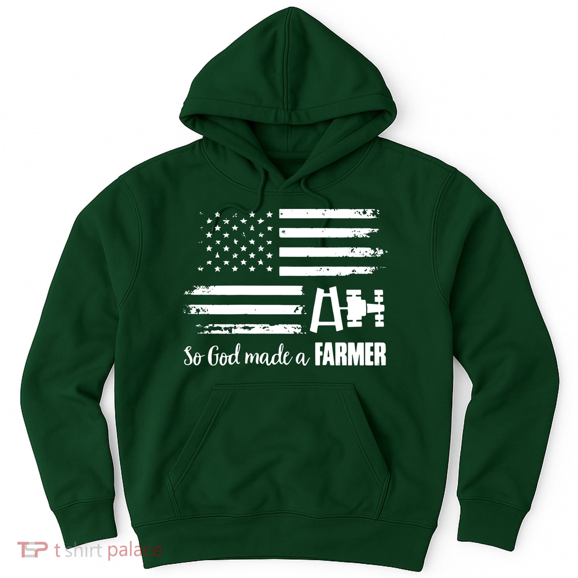 American Flag Tractor So God Made A Farmer T Hoodie