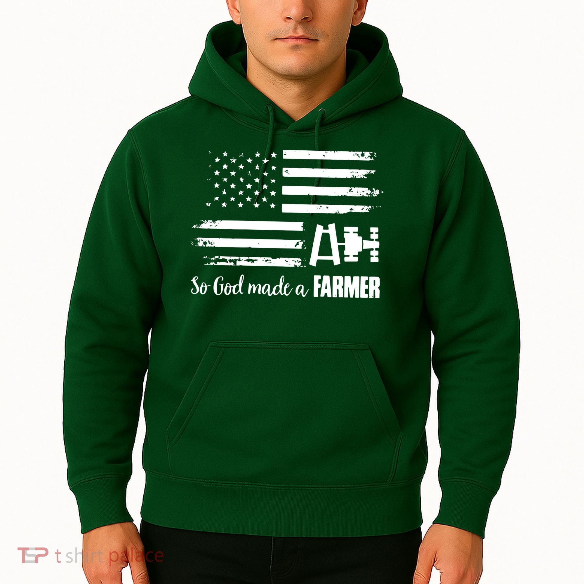 American Flag Tractor So God Made A Farmer T Hoodie