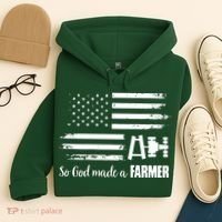 American Flag Tractor So God Made A Farmer T Hoodie thumb 4