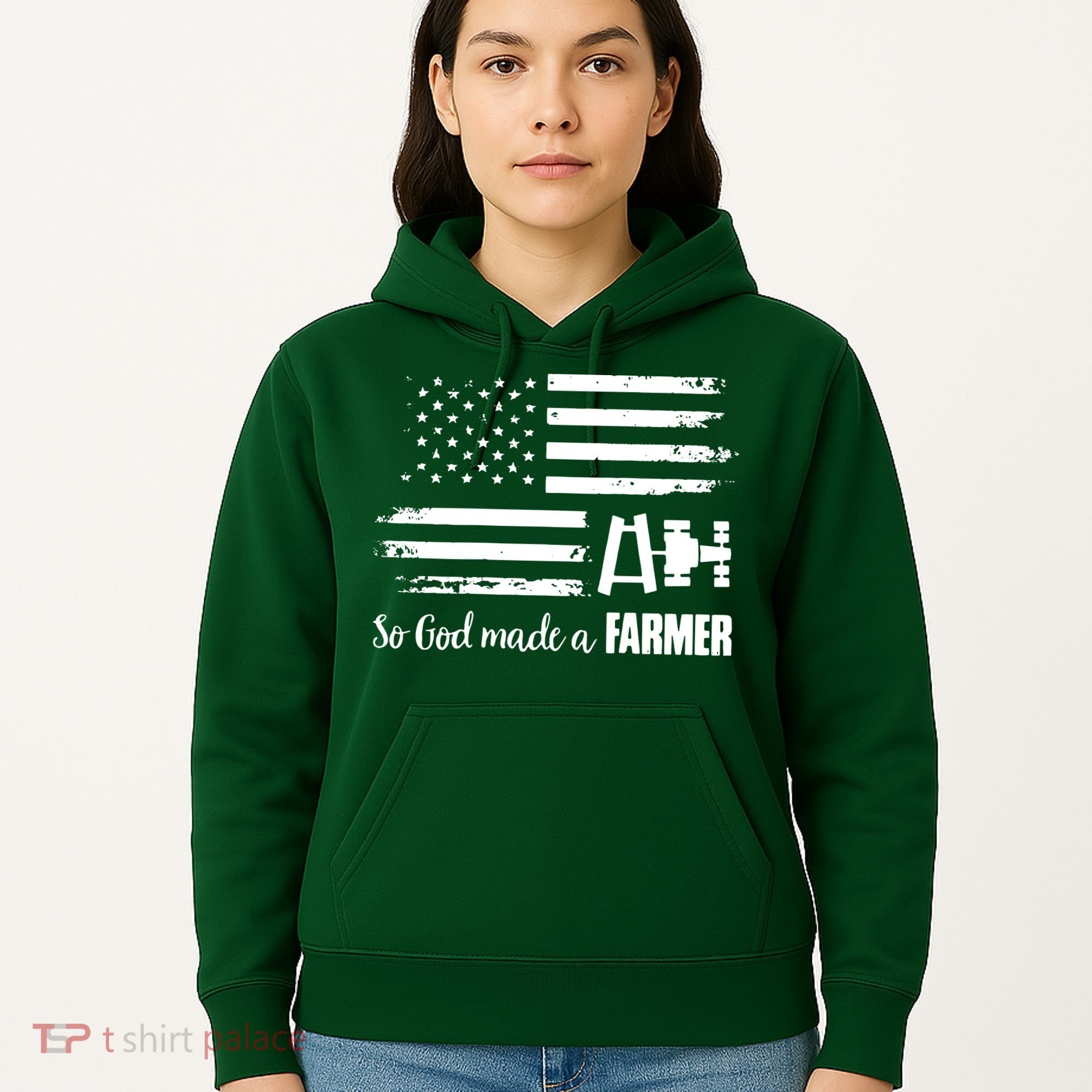 American Flag Tractor So God Made A Farmer T Hoodie