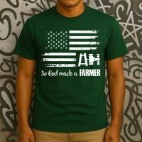 American Flag Tractor So God Made A Farmer T T-Shirt thumb 3