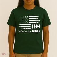American Flag Tractor So God Made A Farmer T T-Shirt thumb 4